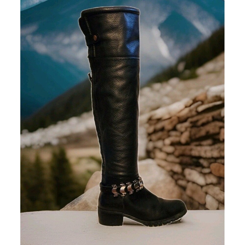 Leather Over The Knee Cuffable To Knee High Boots  Size US 6.5-7 EU 37 Zip Back